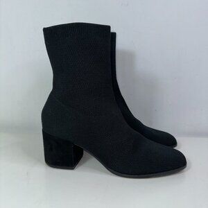 Eileen Fisher Ohm Black Stretch Knit Ankle Booties Slip On Block Heel Sz 11